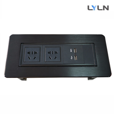 Manual Rotation Conference Table Socket Brushed Aluminum Material
